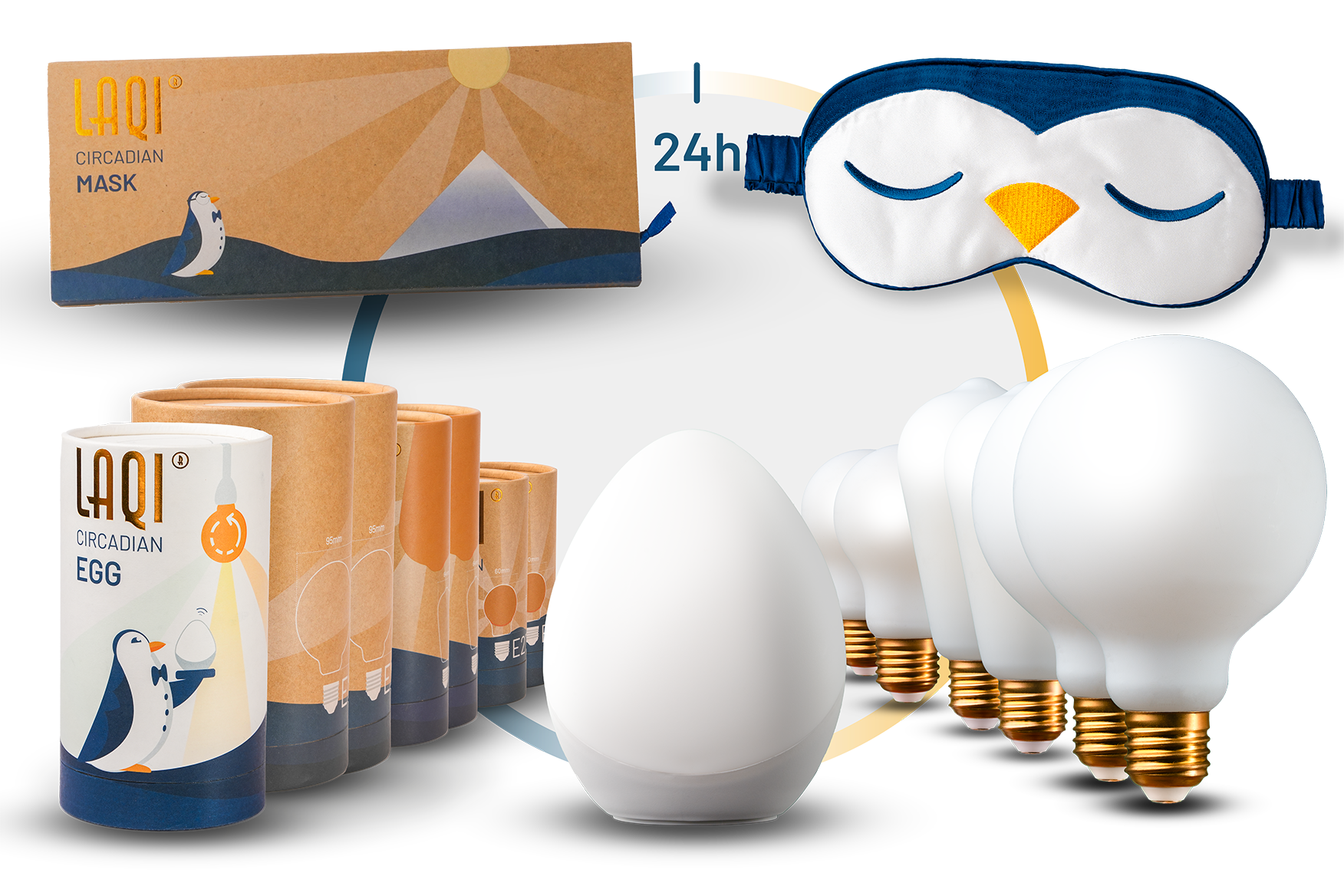 KIT: 6 Bulbs (E27) + Central Remote Control &amp; Alarm Clock (The Egg) + 1 Mask